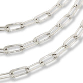 Bellezza White Bronze Graduated 3-Row Paperclip Chain Necklace, 18"